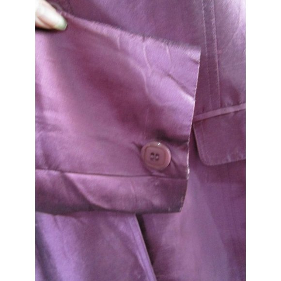 Mulberry Purple Silk Shantung Duster Coat Lined Three Button 16 Allison Taylor E - Picture 11 of 16